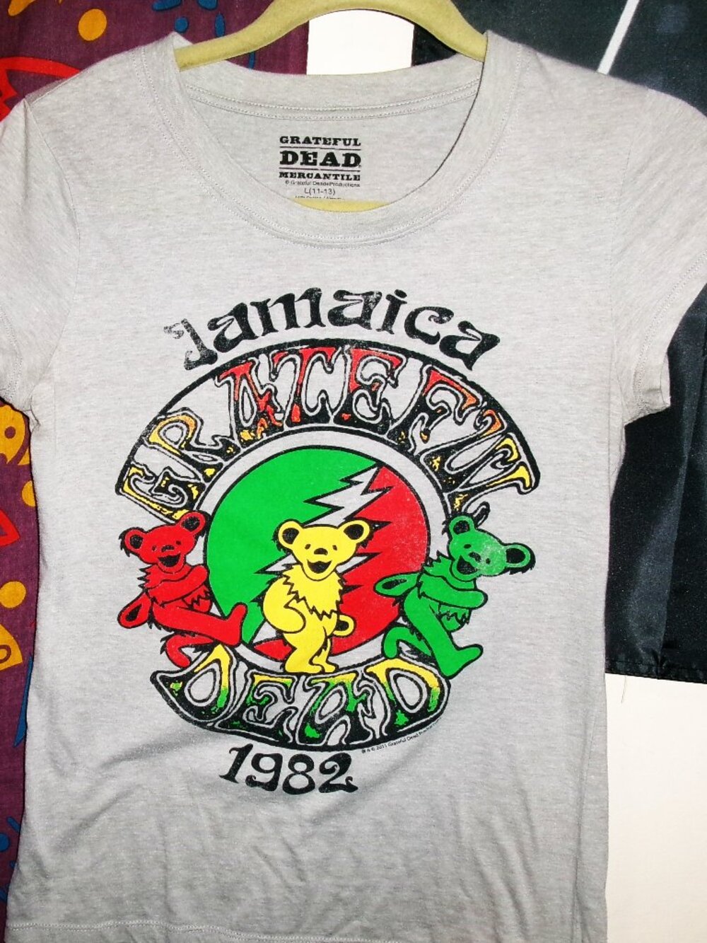 grateful dead jamaica 1982 dancing bear official woman large tee - jerry garcia